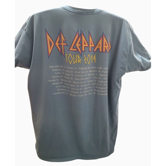 Def Leppard Tour 2014 Blue Graphic Tee XL - 100% Cotton Crewneck Band Shirt - Picture 3 of 16